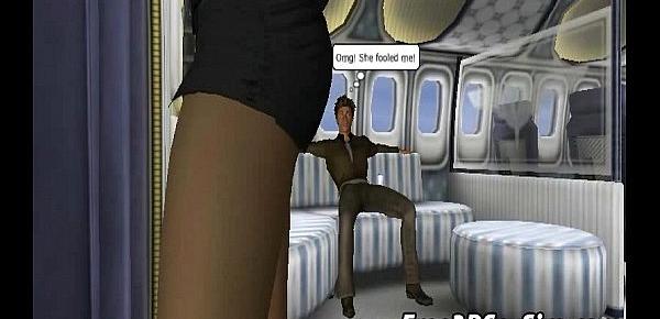  Foxy 3D brunette babe getting fucked in an airplane